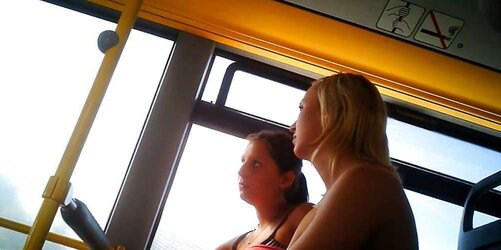 Adorable teenagers in bus