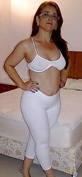 My Curvaceous Brazilian Wifey wearing a taut white suplex