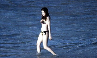 Kelly Brook in Bathing Suit on the Beach in St Barth