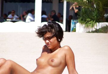 Adorable woman beach