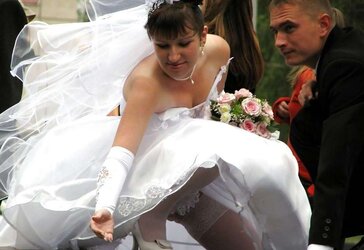 BRIDES wedding voyeur upskirt white undies and hooter-sling