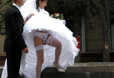 BRIDES wedding voyeur upskirt white undies and hooter-sling