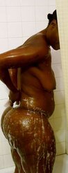 Phat Ebony MUMMY Washing Her Thick Butt