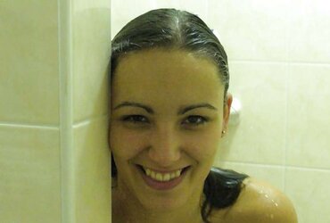 Showering girlfriend