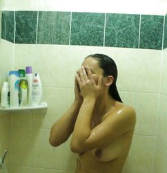 Showering girlfriend