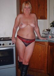 Sue getting bare in the kitchen