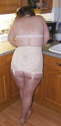 Retro girdle, pantyhose, and high-heeled slippers