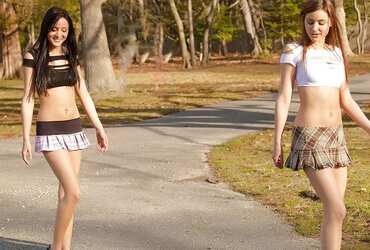 Micro Mini-Skirt teenagers out for a walk