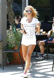 Pamela Anderson LONG-LEGGED BUM at Starbucks in Malibu