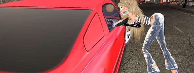 Ash-Blonde German Barbie Pummels Massive Dark-Hued Man Rod On Car In Public