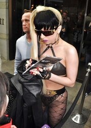 Nymph Gaga leaving her hotel in Toronto