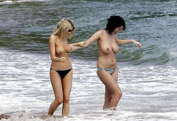Bare-Chested Beach Honies
