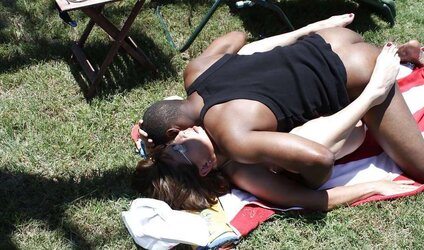 White Wifey On Vacation With Her Draped Dark-Hued Bf