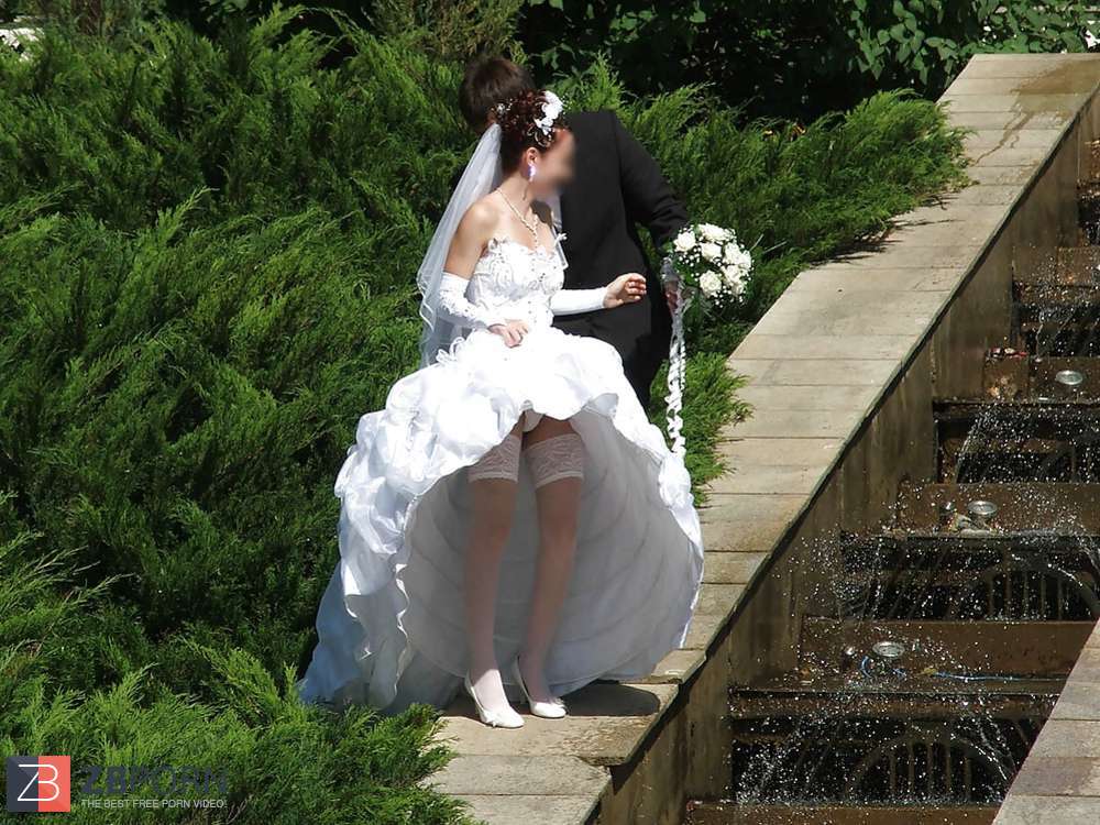 BRIDES wedding voyeur upskirt white undies and hooter-sling ...