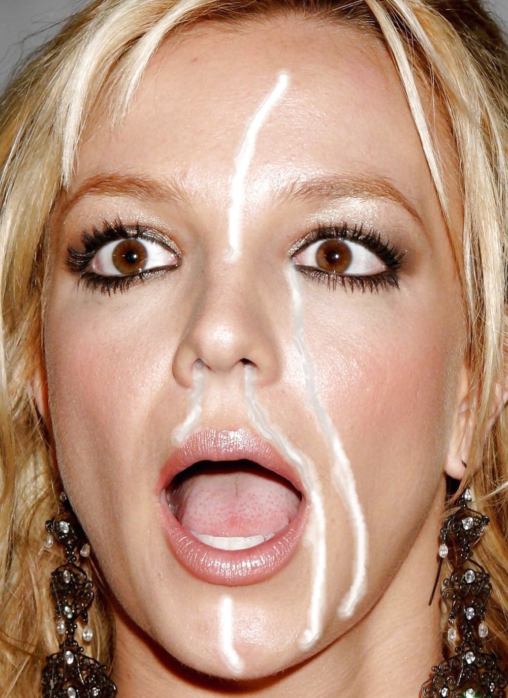 Facial Cum Porn - Britney Jizz-Shotguns Fake Facial Cumshot but pretty ...